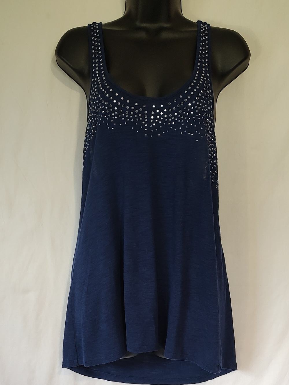 Navy Embellished Scoop Neck Tank Top - Women